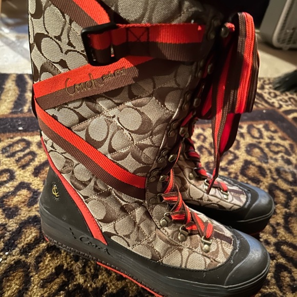 Orange and Brown Coach Boots size 10 - Picture 3 of 7